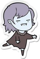 sticker of a cartoon undead vampire girl vector