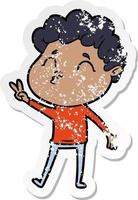 distressed sticker of a cartoon man pouting vector