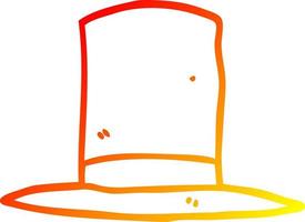 sombrero de copa de dibujos animados de dibujo de línea de degradado cálido vector