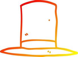 warm gradient line drawing cartoon top hat vector