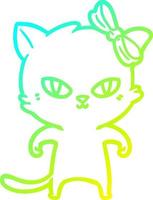 cold gradient line drawing cute cartoon cat vector