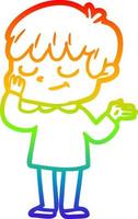 rainbow gradient line drawing cartoon happy boy vector