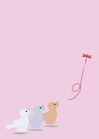 Seal and dragonfly panda figurine on pink background. vector