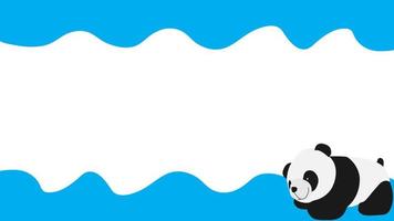 Cartoon panda on banner dripping wave blue. There is white space for the text. vector