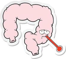 sticker of a cartoon unhealthy colon vector