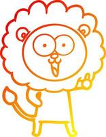 warm gradient line drawing happy cartoon lion vector