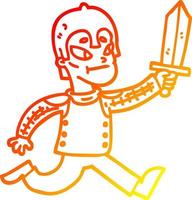 warm gradient line drawing cartoon medieval warrior vector