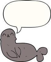 cartoon seal and speech bubble vector