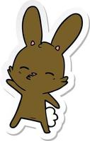 sticker of a curious bunny cartoon vector