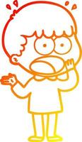 warm gradient line drawing cartoon shocked man gasping vector
