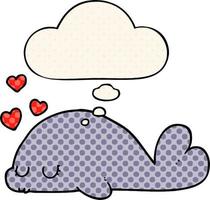 cute cartoon dolphin and thought bubble in comic book style vector