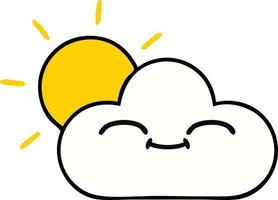 cute cartoon sunshine and cloud vector