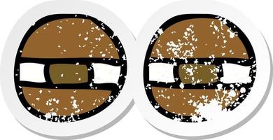 retro distressed sticker of a cartoon eyes vector