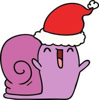 christmas cartoon of kawaii snail vector