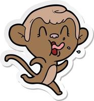 sticker of a crazy cartoon monkey vector