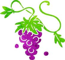 retro cartoon doodle of grapes on vine vector