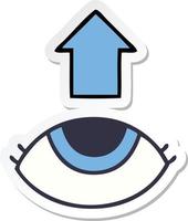 sticker of a cute cartoon eye looking up vector