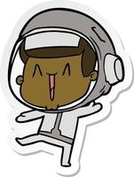 sticker of a dancing cartoon astronaut vector