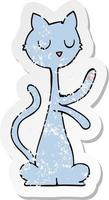 retro distressed sticker of a cartoon cat vector