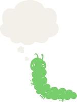 cartoon caterpillar and thought bubble in retro style vector