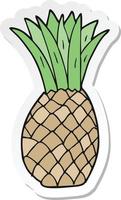 sticker of a cartoon pineapple vector