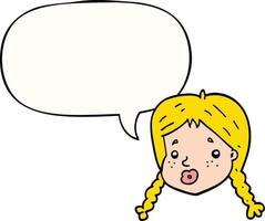 cartoon girls face and speech bubble vector