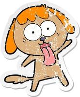 distressed sticker of a cute cartoon dog vector