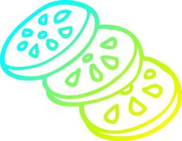 cold gradient line drawing cartoon lemon slices vector