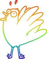 rainbow gradient line drawing cartoon bird squawking vector