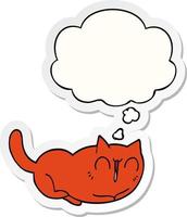 happy cartoon cat and thought bubble as a printed sticker vector