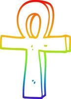 rainbow gradient line drawing cartoon of an ankh vector