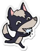 sticker of a cartoon hungry wolf vector