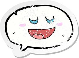 retro distressed sticker of a cute cartoon speech balloon vector