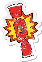 retro distressed sticker of a exploding christmas cracker vector