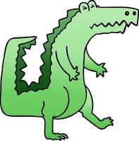 quirky gradient shaded cartoon crocodile vector