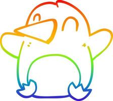 rainbow gradient line drawing cartoon dancing penguin vector