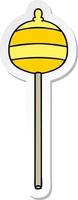 sticker of a quirky hand drawn cartoon golden sceptre vector