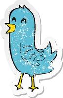 retro distressed sticker of a cartoon happy bird vector