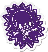 cartoon sticker kawaii electrocuted skeleton vector