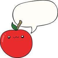 cartoon cute apple and speech bubble vector