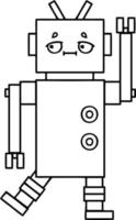 line drawing cartoon robot vector