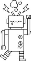 line drawing cartoon robot vector