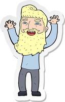 sticker of a cartoon happy bearded man waving arms vector