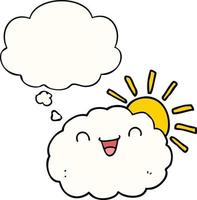 happy cartoon cloud and thought bubble vector