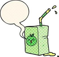 cartoon apple juice box and speech bubble in comic book style vector