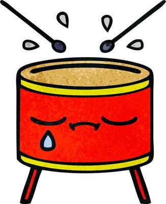 retro grunge texture cartoon sad drum