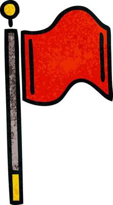 retro grunge texture cartoon red flag
