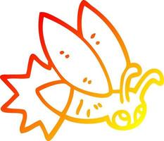 warm gradient line drawing cartoon firefly vector