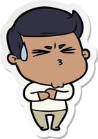 sticker of a cartoon frustrated man vector