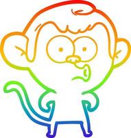 rainbow gradient line drawing cartoon hooting monkey vector